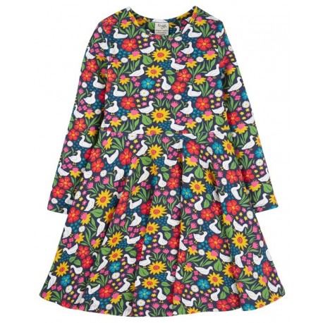 frugi - Bio Kinder Jersey Kleid "Sofia" mit Enten/Blumen-Allover