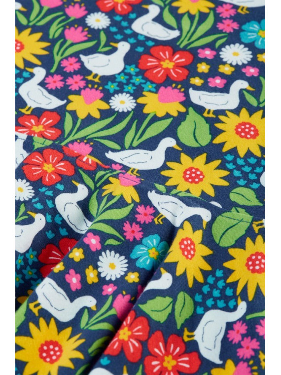 frugi - Bio Kinder Jersey Kleid "Sofia" mit Enten/Blumen-Allover