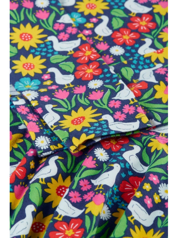 frugi - Bio Kinder Jersey Kleid "Sofia" mit Enten/Blumen-Allover