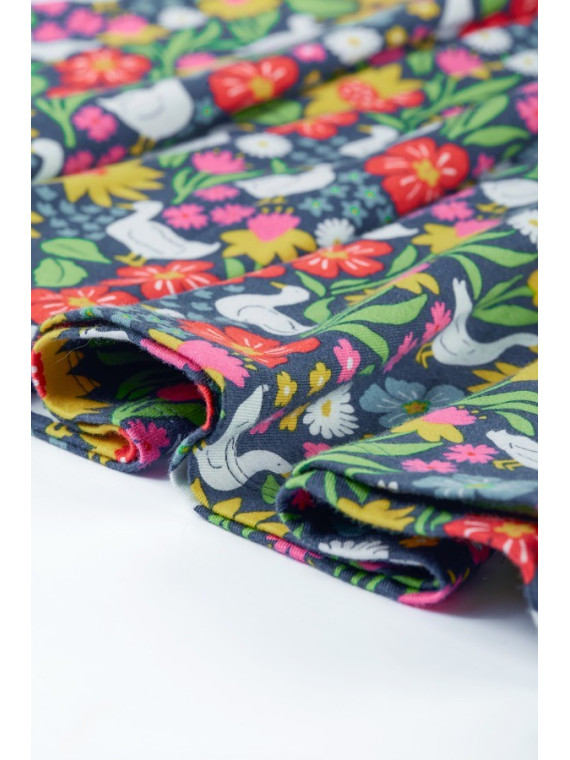 frugi - Bio Kinder Jersey Kleid "Sofia" mit Enten/Blumen-Allover