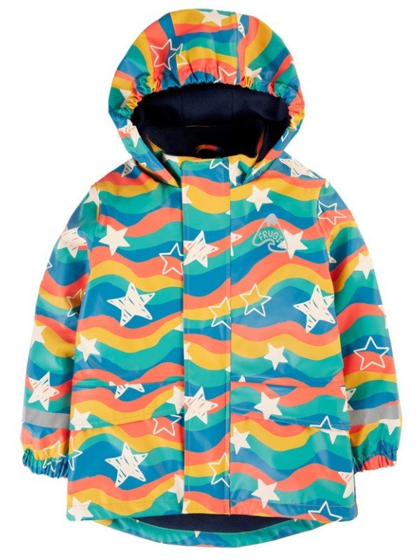 frugi - Kinder Regenjacke "Puddle Buster" mit Sternen-Allover, gefüttert