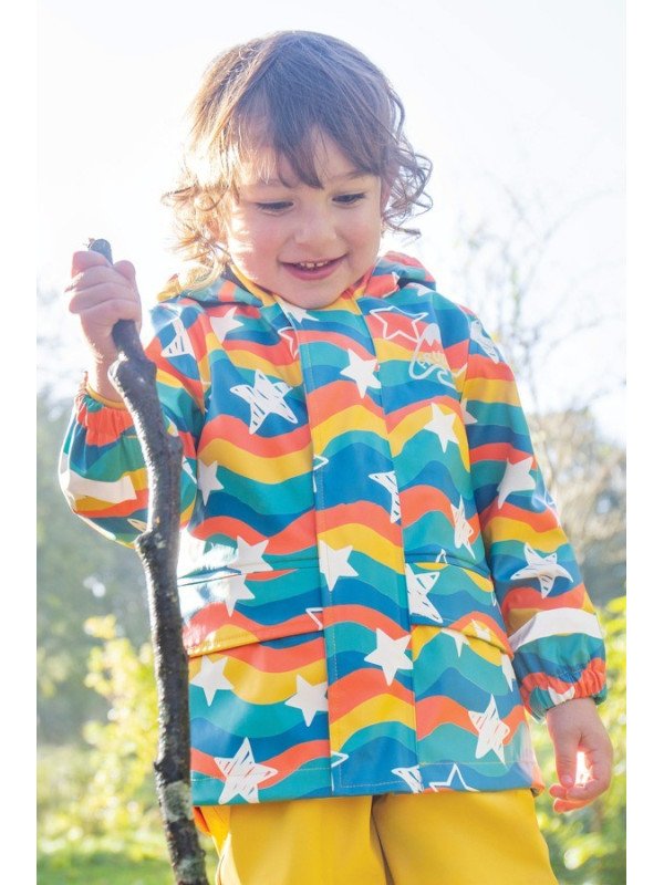 frugi - Kinder Regenjacke "Puddle Buster" mit Sternen-Allover, gefüttert