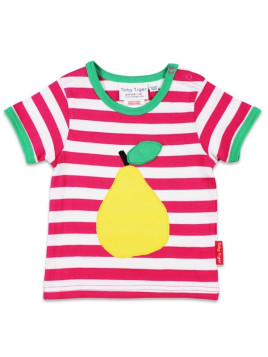 Toby tiger - Bio Kinder T-Shirt mit Birnen-Applikation und Streifen