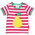 Toby tiger - Bio Kinder T-Shirt mit Birnen-Applikation und Streifen