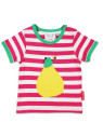 Toby tiger - Bio Kinder T-Shirt mit Birnen-Applikation und Streifen