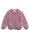 puri organic - Bio Baby Krausstrick Wickeljacke mit  Perlmutt-Knöpfen, Baumwolle/Seide, pflaume