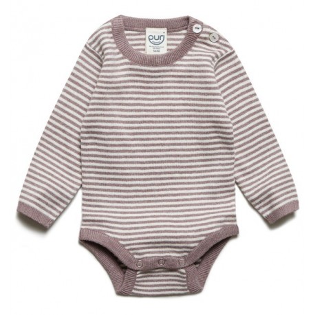 puri organic - Bio Baby Body gestreift, Baumwolle/Seide, zimt/natur