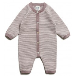 puri organic - Bio Baby Feinstrick Strampler gestreift, Baumwolle/Seide, zimt/natur