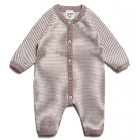 puri organic - Bio Baby Feinstrick Strampler gestreift, Baumwolle/Seide, zimt/natur