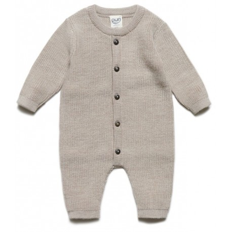 puri organic - Bio Baby Strick Strampler, Wolle, natur-melange