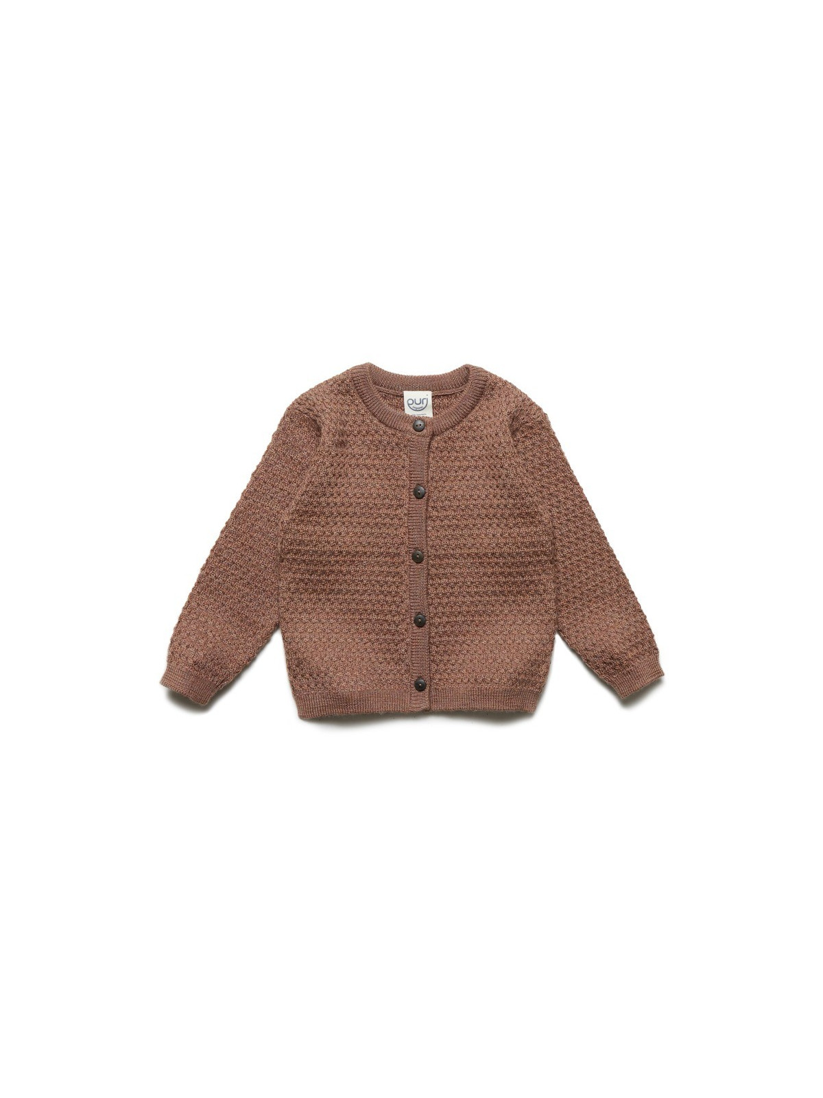 puri organic - Bio Baby Strickjacke mit Struktur, Wolle, zimt