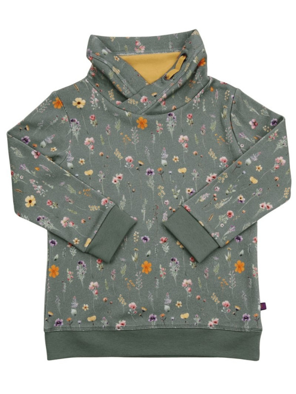 Enfant Terrible - Bio Kinder Sweatshirt mit Wildblumen-Allover und Stehkragen