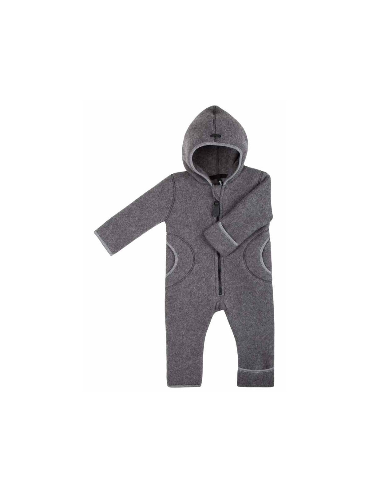 pure pure by BAUER - Bio Baby Fleece Overall mit Kapuze, Wolle, schiefer