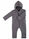 pure pure by BAUER - Bio Baby Fleece Overall mit Kapuze, Wolle, schiefer