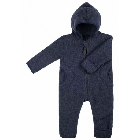 pure pure by BAUER - Bio Baby Fleece Overall mit Kapuze, Wolle, marine