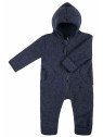 pure pure by BAUER - Bio Baby Fleece Overall mit Kapuze, Wolle, marine