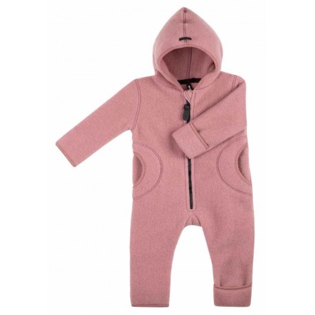 pure pure by BAUER - Bio Baby Fleece Overall mit Kapuze, Wolle, rose