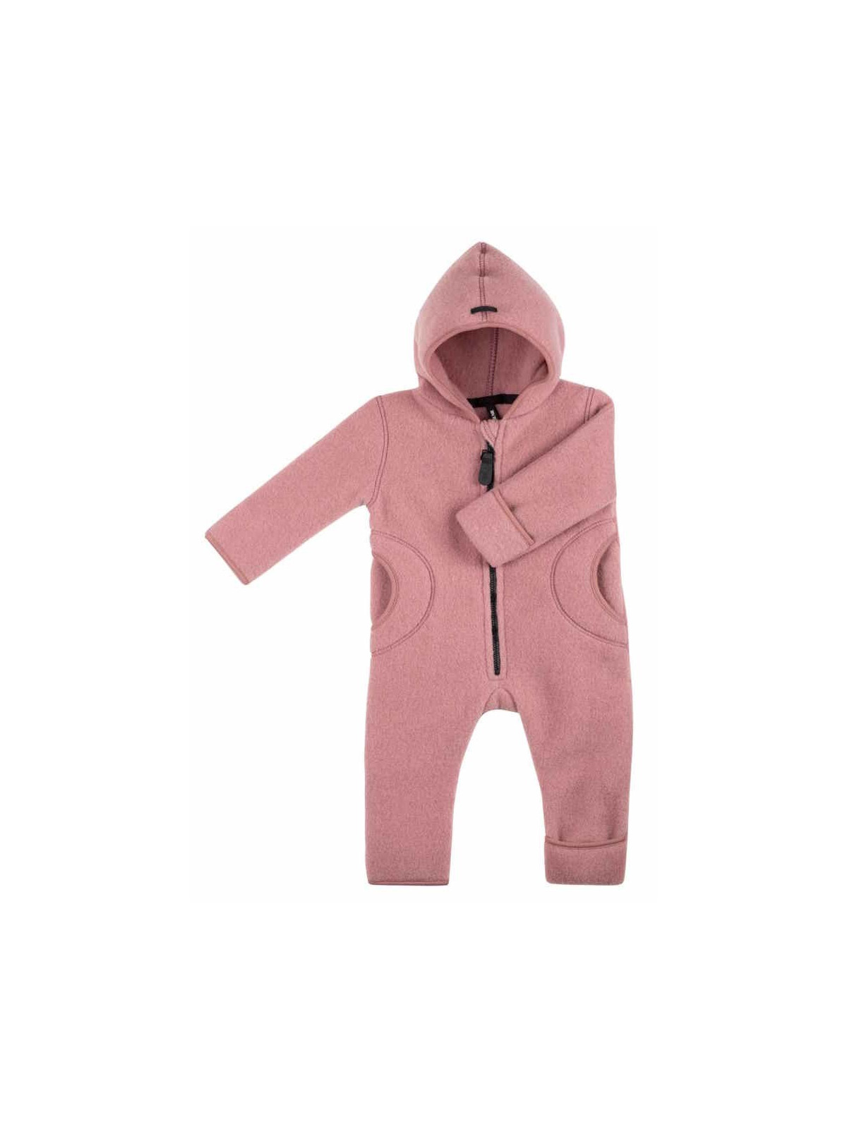 pure pure by BAUER - Bio Baby Fleece Overall mit Kapuze, Wolle, rose