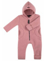 pure pure by BAUER - Bio Baby Fleece Overall mit Kapuze, Wolle, rose