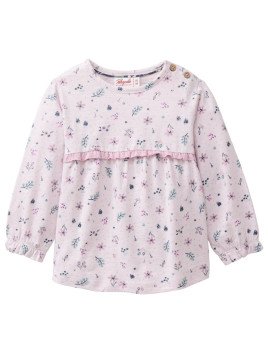 People Wear Organic - Bio Baby Langarmshirt mit Rüsche und Herbstbeeren-Allover