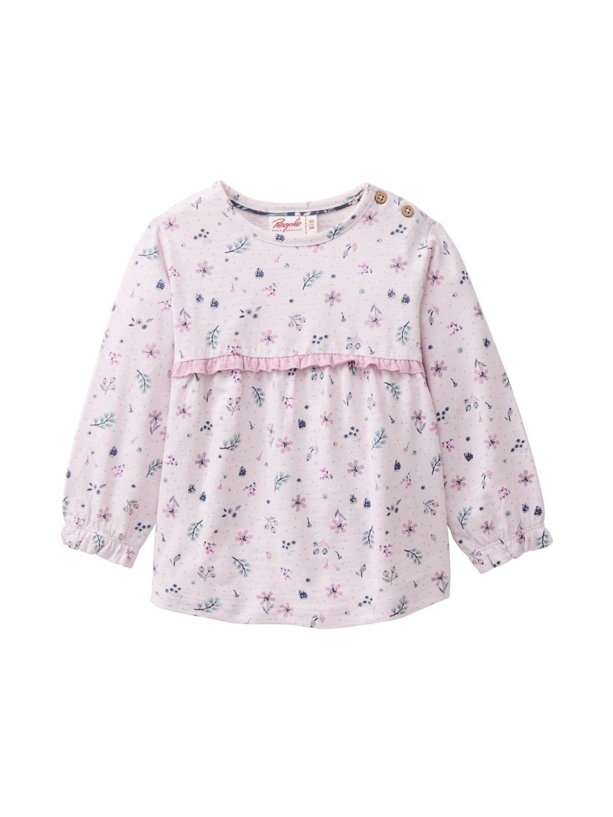 People Wear Organic - Bio Baby Langarmshirt mit Rüsche und Herbstbeeren-Allover