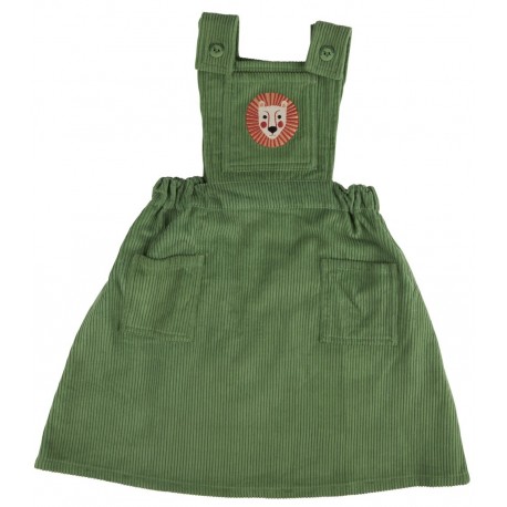 Pigeon - Bio Kinder Cord Latzkleid mit Löwen-Stickerei
