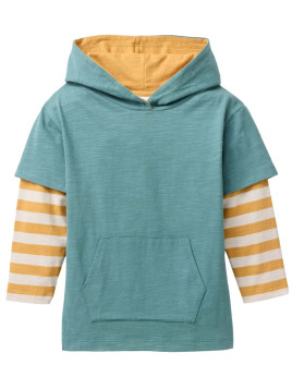 People Wear Organic - Bio Kinder Kapuzen-Langarmshirt im Doppellayer-Stil