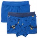 People Wear Organic - Bio Kinder Hipshorts Doppelpack mit Fledermaus-Allover/uni, blau