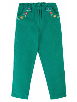 frugi - Bio Kinder Cordhose "Paperbag" mit Blumen-Stickerei