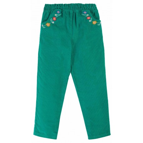 frugi - Bio Kinder Cordhose "Paperbag" mit Blumen-Stickerei