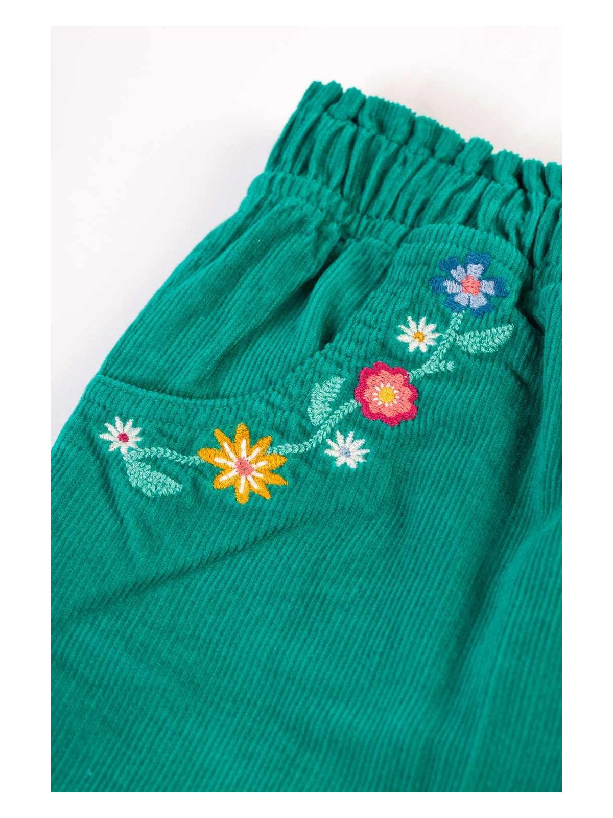 frugi - Bio Kinder Cordhose "Paperbag" mit Blumen-Stickerei
