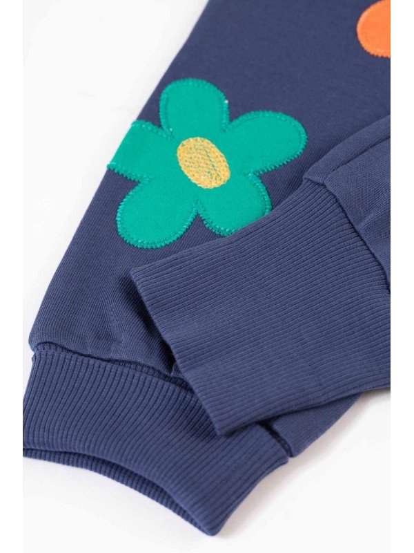 frugi - Bio Kinder Sweathose "Perrin Parsnip" mit Blumen-Applikationen