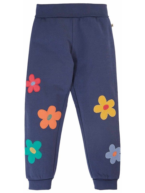 frugi - Bio Kinder Sweathose "Perrin Parsnip" mit Blumen-Applikationen