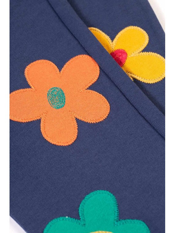 frugi - Bio Kinder Sweathose "Perrin Parsnip" mit Blumen-Applikationen