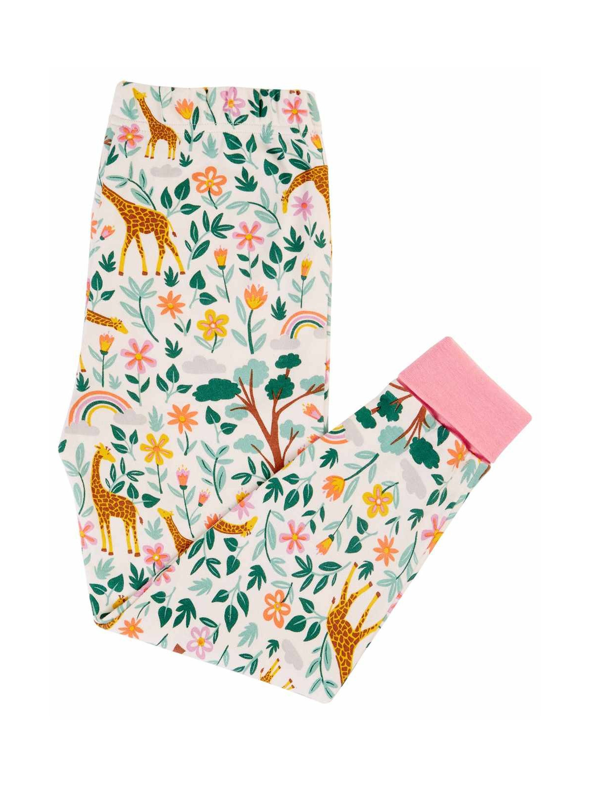 frugi - Bio Kinder Schlafanzug "Jamie Jim Jams" mit Giraffen/Regenbogen-Applikation