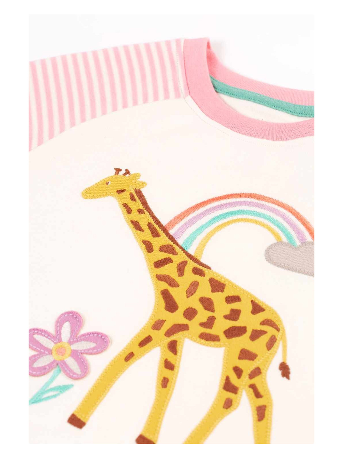 frugi - Bio Kinder Schlafanzug "Jamie Jim Jams" mit Giraffen/Regenbogen-Applikation