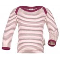 ENGEL - Bio Baby Langarmshirt gestreift, Wolle/Seide, natur/orchidee