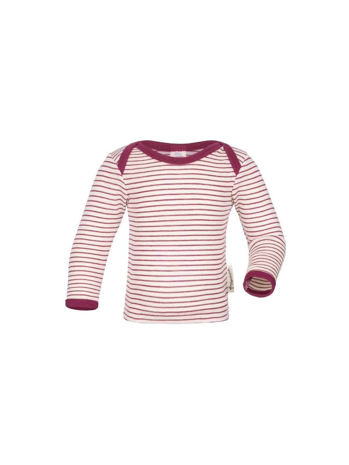 ENGEL - Bio Baby Langarmshirt gestreift, Wolle/Seide, natur/orchidee