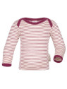 ENGEL - Bio Baby Langarmshirt gestreift, Wolle/Seide, natur/orchidee