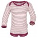 ENGEL - Bio Baby Body langarm gestreift, Wolle/Seide, natur/orchidee