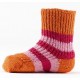 HIRSCH NATUR- Bio Kinder Socken gestreift, Wolle, orange/himbeere/rosa