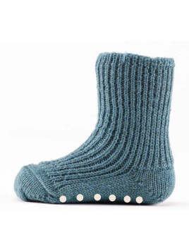 HIRSCH NATUR- Bio Kinder Grobstrick-Stoppersocken, Wolle, petrol