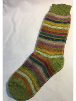 HIRSCH NATUR- Bio Kinder Plüsch Socken gestreift, Wolle, maigrün