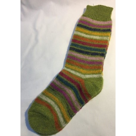 HIRSCH NATUR- Bio Kinder Plüsch Socken gestreift, Wolle, maigrün