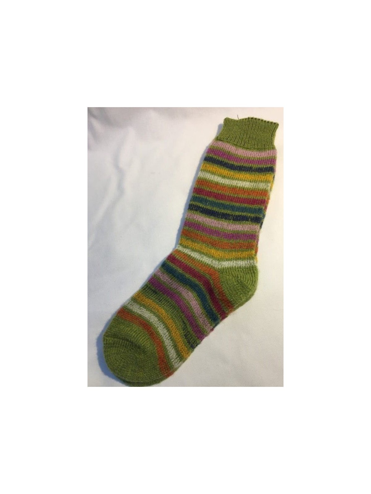 HIRSCH NATUR- Bio Kinder Plüsch Socken gestreift, Wolle, maigrün