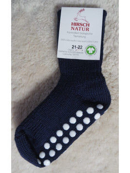 HIRSCH NATUR- Bio Kinder Grobstrick-Stoppersocken, Wolle, marine