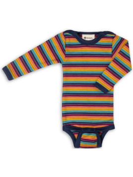 ENGEL - Bio Baby Body langarm gestreift, Wolle/Seide, multicolour