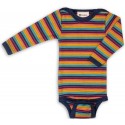 ENGEL - Bio Baby Body langarm gestreift, Wolle/Seide, multicolour