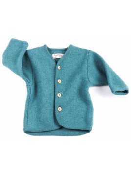 FLOMAX - Bio Kinder Walkjacke, Wolle, türkis melange