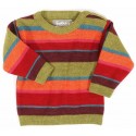 FLOMAX - Bio Kinder Pullover "Arco" mit Streifen, Wolle, farn/bunt